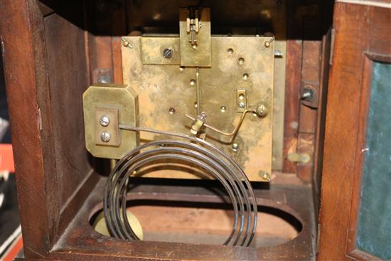 A walnut and brass mounted mantel clock and a thermometer clock 61cm